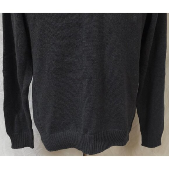 Haggar Mens Medium Grey Quarter Button Suede Trim Pullover Long Sleeve Sweater - Picture 3 of 12